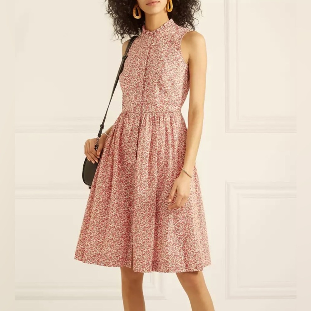 J.Crew Sleeveless Ruffle-Neck Midi Dress in Liberty Chamomile Floral Size 4